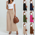 High-waisted Slightly Fitted Pants Loose Casual Long Trousers With Pockets