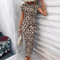 Leopard Print Short Sleeve Dress