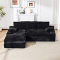 99x69  Modular Sectional Living Room Sofa Set, Modern Minimalist Style Couch, Upholstered Sleeper Sofa For Living Room, Bedroom, 2 PC Free Combination, Installation-free Sofa, L-Shape, Black