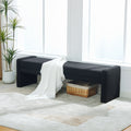 66.9  Modern Upholstered Boucle End Of Bed Bench, Oversized Accent Entryway Window Layered Bench & Dining Bench, Footrest Stool Bench For Guestrooms, Reception, Bedroom, Hallway, Living Room, Black