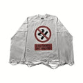 Round-neck Long-sleeve No Smoking Printed Top