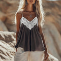 Lace-trimmed Strap Top Seaside Vacation Style