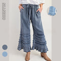 Lightweight Draping Tencel Wide-leg Jeans With Ruffled Hems