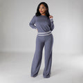 Womens Wide-Leg Casual Long Pants Set