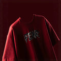 American-style High-street Wine-red Drop-shoulder T-shirt