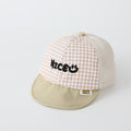 Summer Boys' And Girls' Check-pattern Embroidered Letter NICE Patchwork Baseball Cap Is Suitable For Babies For Outdoor Outings And Daily Play.