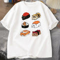 Kawaii Cute Cat Sushi T-shirt For Summer