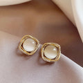 New Arrival Cat's Eye Stone & Pearl Earrings, Elegant Minimalist Premium Stud Earrings, Hot Sale Delicate Ear Jewelry For Women