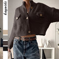 Womens Casual Knitted Long-Sleeve Coat Sweater