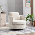 31.9 W Chenille Swivel Accent Barrel Chair And Comfy Round Accent Sofa Chair For Living Room, 360 Degree Club Chair, Leisure Arm Chair For Nursery Bedroom Living Room Lounge Hotel Office  Beige