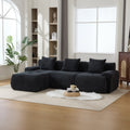104.3  4-Piece L Shaped Upholstered Modular Sectional Sofa, Oversized 3-Seater Boneless Convertible Cloud Tufted Couch Set With Deep Seat & Movable Ottoman 3 Pillows For Living Room,No Assem, Charcoal