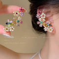 Dopamine Color Block Flower Earrings, Luxury Niche Design Ear Cuffs, Bold Stylish Jewelry