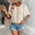 Womens Polka-Dot Patchwork Butterfly-Sleeve Shirt