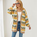 Loose-fitting Color-block Knit Cardigan Jacket
