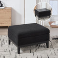 33.86 W Upholstered Wood Base Storage Ottoman With Reversible Lid Coffee Table, Foot Stool Square Footrest With Rubberwood Legs For Living Room Bedroom Entryway And Office,Black Boucle.