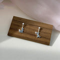 S925 Silver Cute Asymmetrical Diamond-studded Kitten Stud Earrings