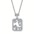 S925 Sterling Silver Geometric Rectangle Moissanite Necklace 45cm Mixed Cut D Color VVS1 GRA Certified Platinum Gold Plated Gift Box