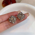 S999 Pure Silver Gold Square Earrings, Noble Elegant High-End Women Jewelry