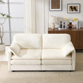 69  PLUSH CLOUD LOVESEAT Modular 2-Seater Sectional Sofa With 22  Beige Chenille Cushions   2 Throw Pillows - Compact Size For Apartment, Living Room, Bedroom  Beige