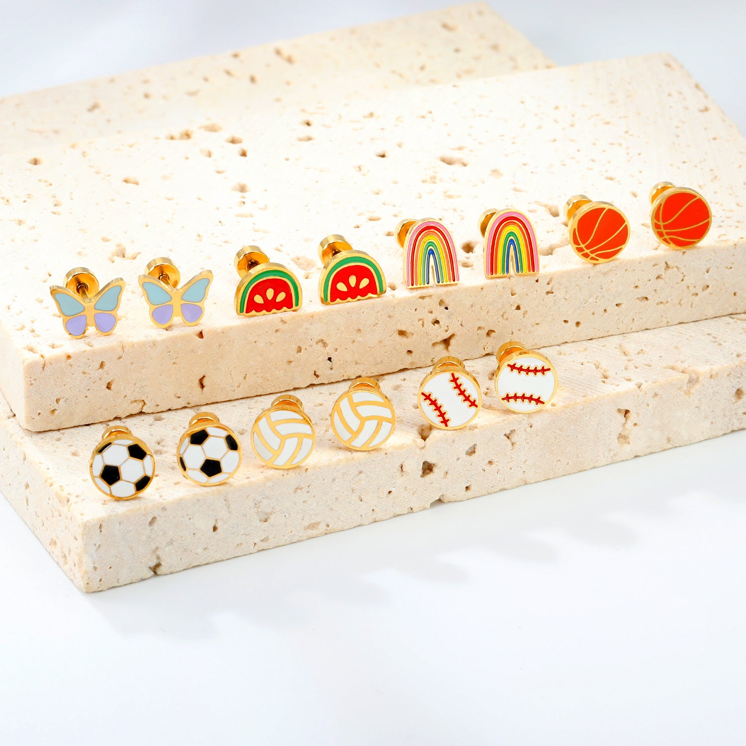 Stainless Steel Rainbow Screw Ear Stud Simple And Versatile