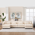 U Shaped Couch Modular Sectional Sofa, Modern Deep Seat Cloud Couch, Oversized Modular Couches For Living Room, Comfy Advanced Flannelette Sofa Bed With Round Armrests 6 Pillows,Sofas For Bedroom