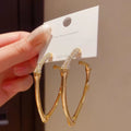 European Retro Irregular Geometric Hoop Earrings, Light Luxury Large Circle Jewelry