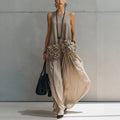 Sleeveless Floral Tiered Maxi Loose-Fit Beach Holiday Dress