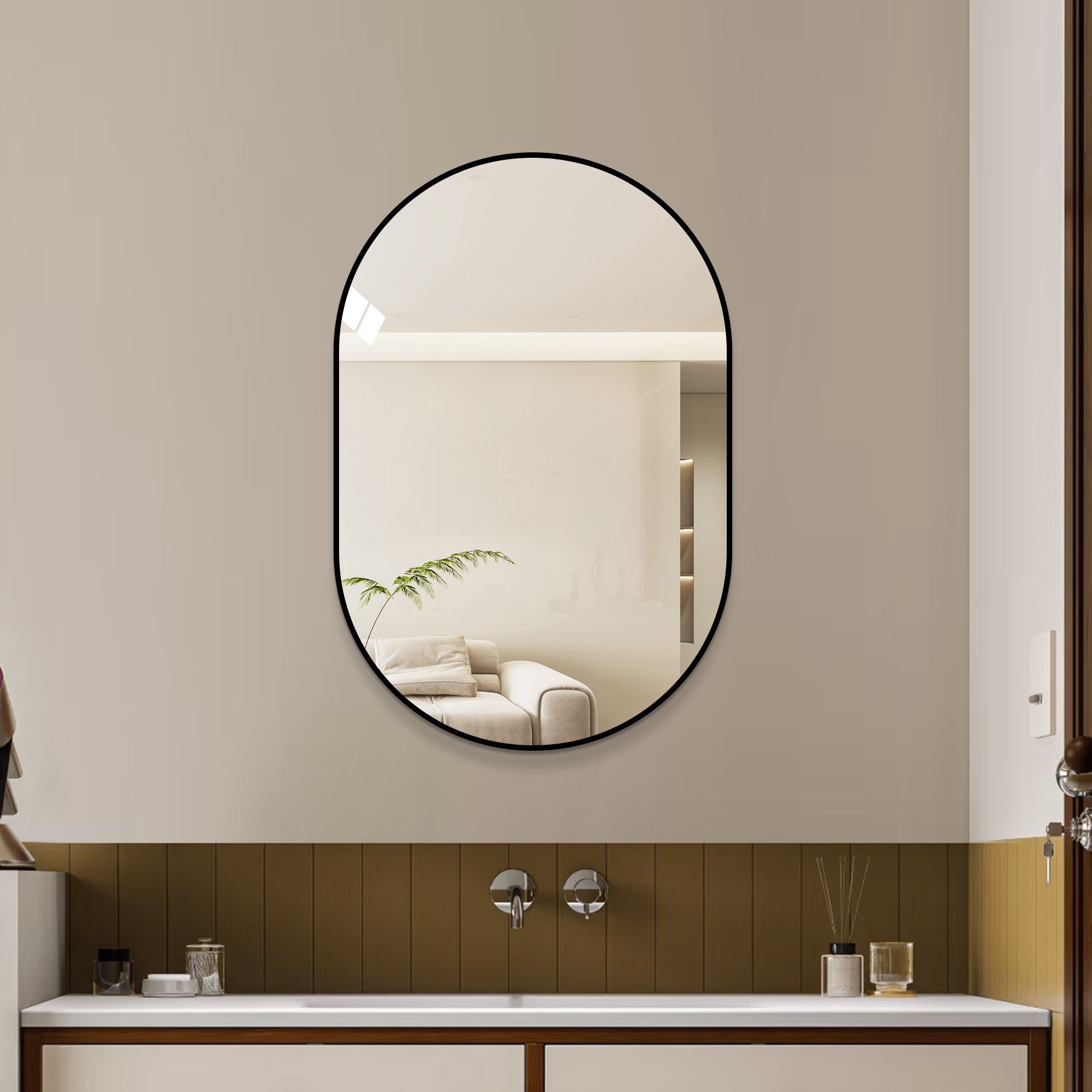 36x24 Inch Black Bathroom Vanity Mirror Wall Mounted, Framed Wall Mirror For Bathroom, Vertical Or Horizontal Hanging, Modern HD Mirror For Bedroom, Entryway
