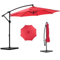 10ft Offset Hanging Outdoor Patio Umbrella With Base Stand Rotate And Tilt, 8 Ribs, UV Protection For Pool Garden Backyard Market, Red  Shipment From Walmart