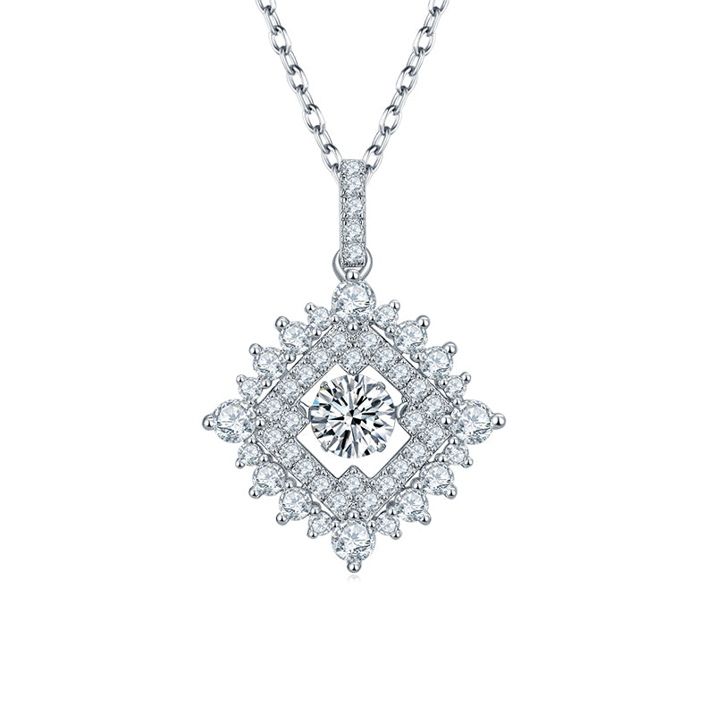 S925 Sterling Silver 0.5ct D Color VVS1 Moissanite Geometric Diamond Pendant Necklace 45cm Platinum Plated GRA Certified Gift Box