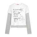Fake Two-piece Striped Patchwork Long-sleeve T-shirt