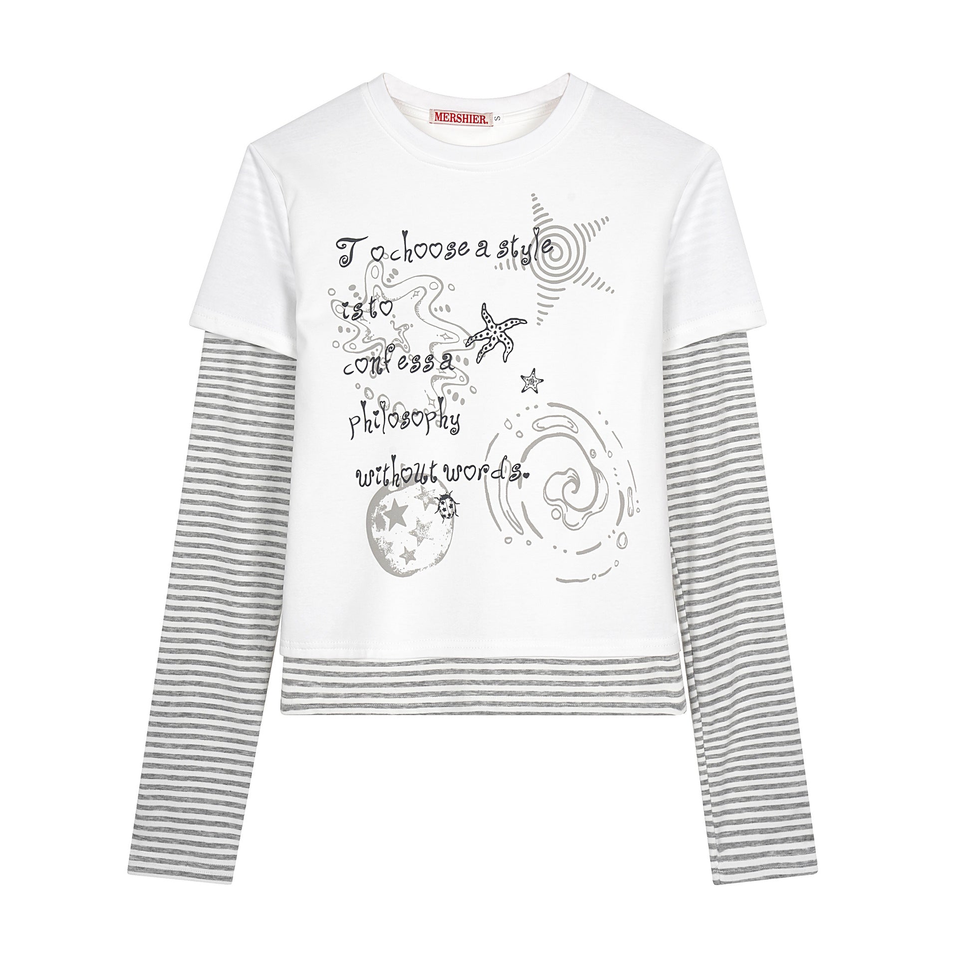 Fake Two-piece Striped Patchwork Long-sleeve T-shirt