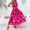 Womens Floral-Print Pleated Waist Dress