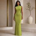 Figure-flattering Backless Mid-neck Dress