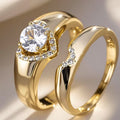 Platinum-Plated Couples Ring Set Imitating Moissanite