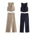 Two Sleeveless Tank Tops Sophisticated Casual Trousers