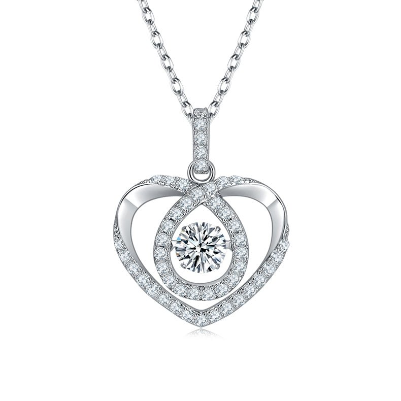 S925 Sterling Silver 0.5ct D Color VVS1 Moissanite Open Heart Necklace 45cm Platinum Plated GRA Certified Gift Box