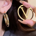 Light Luxury Gold Hoop Earrings, Elegant Stylish Women Ear Ornaments