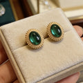 Retro Fashion Green Stud Earrings For Women, Elegant Skin Brightening Pretty Daily Ear Jewelry