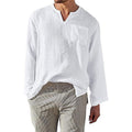 Linen Solid-color Casual Loose-fit Long-sleeve Shirt
