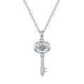 S925 Sterling Silver 0.5ct D Color VVS1 Moissanite Key Necklace 45cm Platinum Plated GRA Certified Gift Box