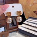 Dual-wear Coffee & Champagne Cube Crystal Studs, Elegant Light Luxury Earrings