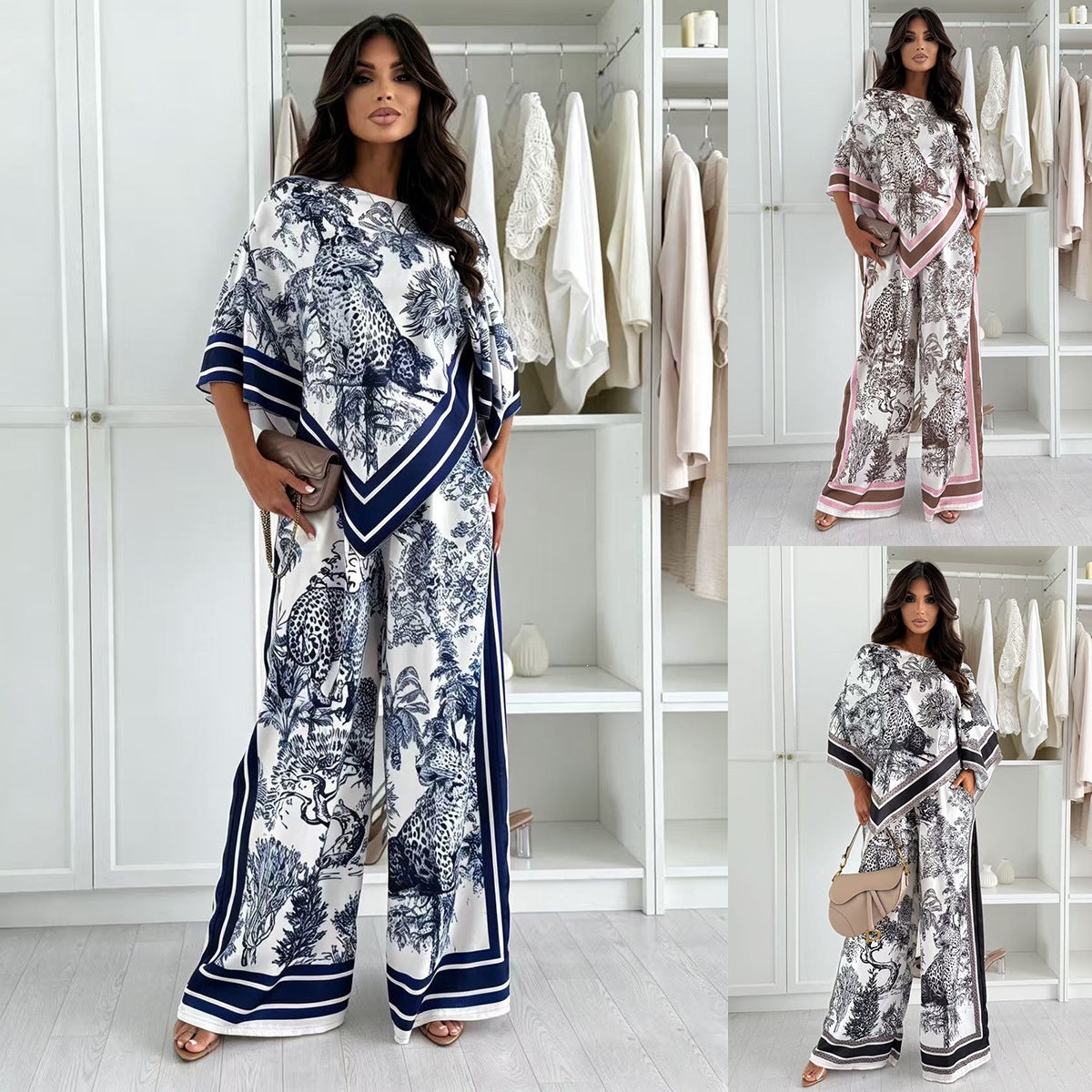 Fashionable Printed Top Patterned Pants Set