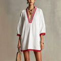Womens V-neck Loose Casual Dress