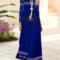 Vintage Navy Blue Womens Printed Elegant Long Party Dress