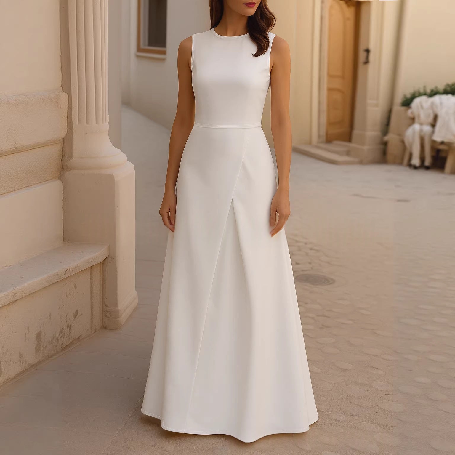 New Solid-color Sleeveless Elegant And Chic Dress