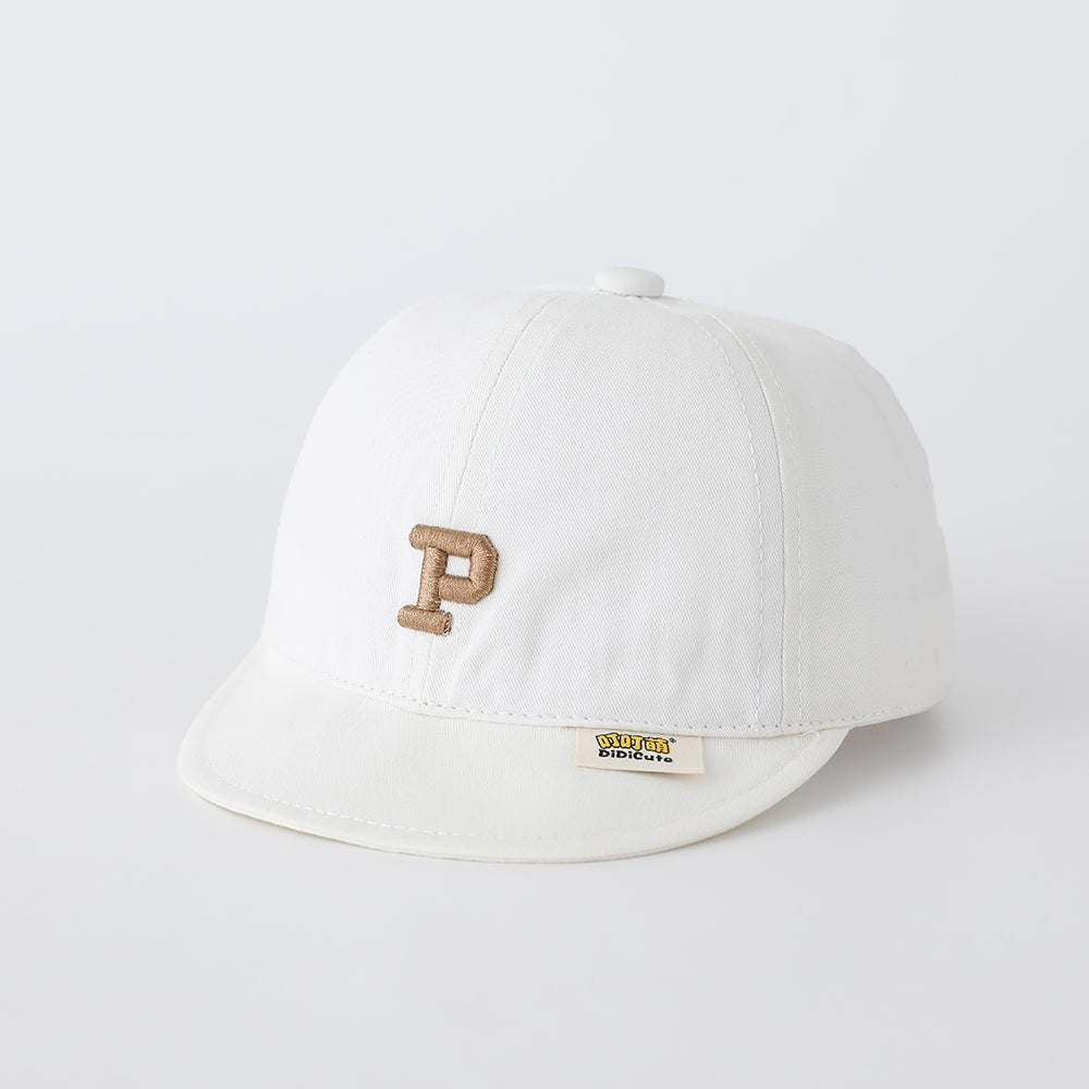 Children's Solid-color Letter P Three-dimensional Embroidered Adjustable Simple And Trendy Soft-brim Baseball Cap Suitable For Outdoor Outings