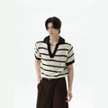 Casual Striped Color-Block V-Neck Mens Top