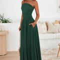 Vintage-tinged Pleated Patchwork Strapless Evening Dress