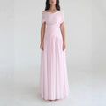 Light Elegant Cross-design Short-sleeve Maxi Dresssoft And Romantic